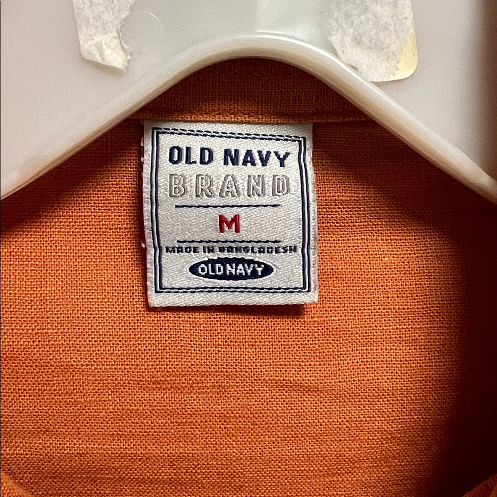 EUC Old Navy Men's Rust Button Down Shirt Linen and Cotton - Picture 3 of 5